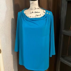 Investments 3/4 sleeve blue blouse